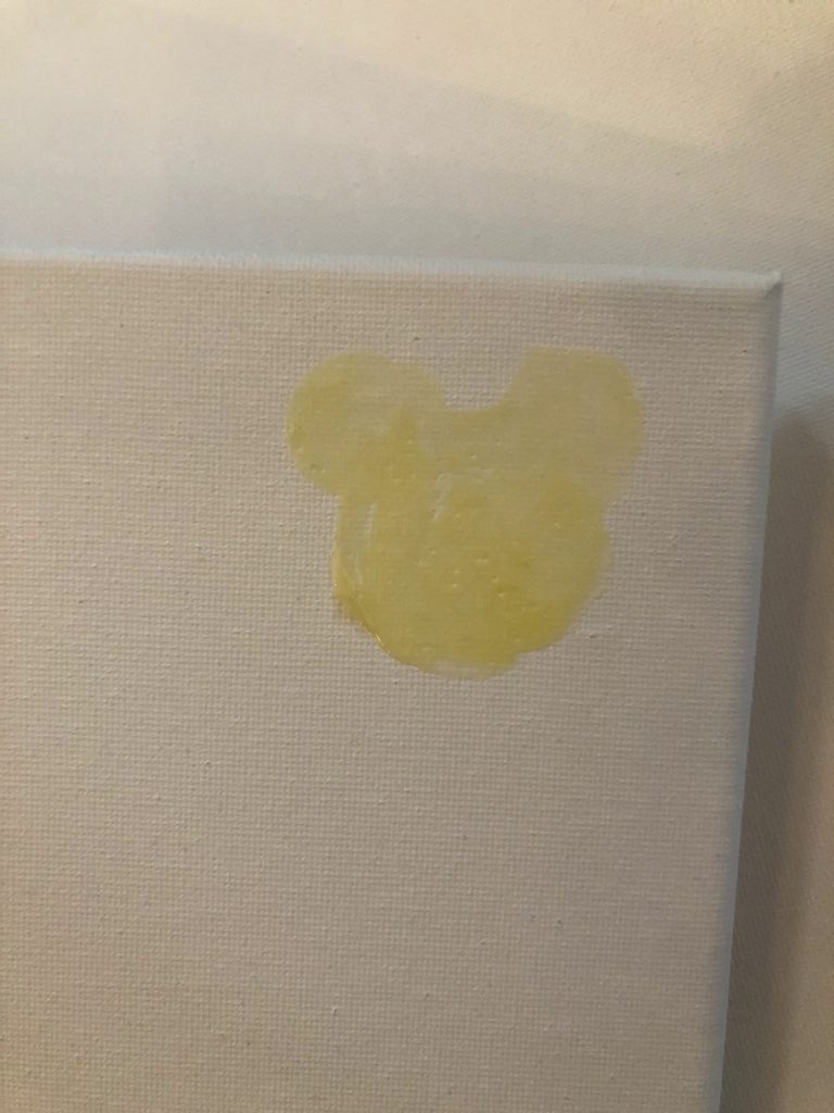 hidden Mickey Mouse silhouette painted on canvas with masking fluid