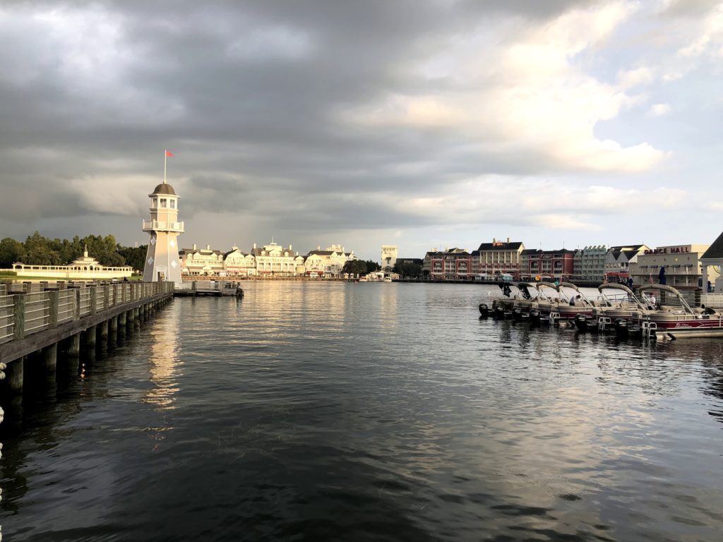 the pier at Disney's BoardWalk features a small lighthouse