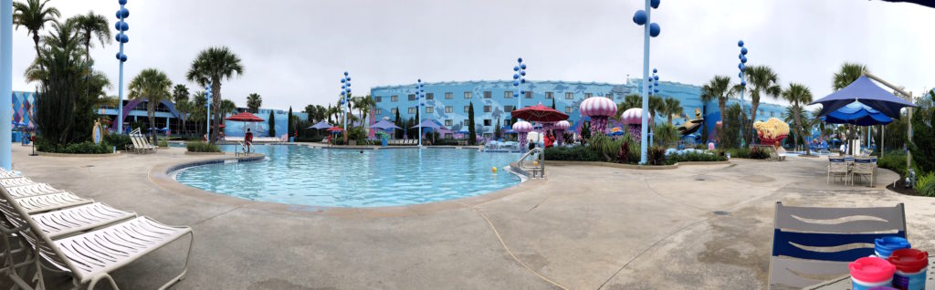 palm trees line the Big Blue Pool