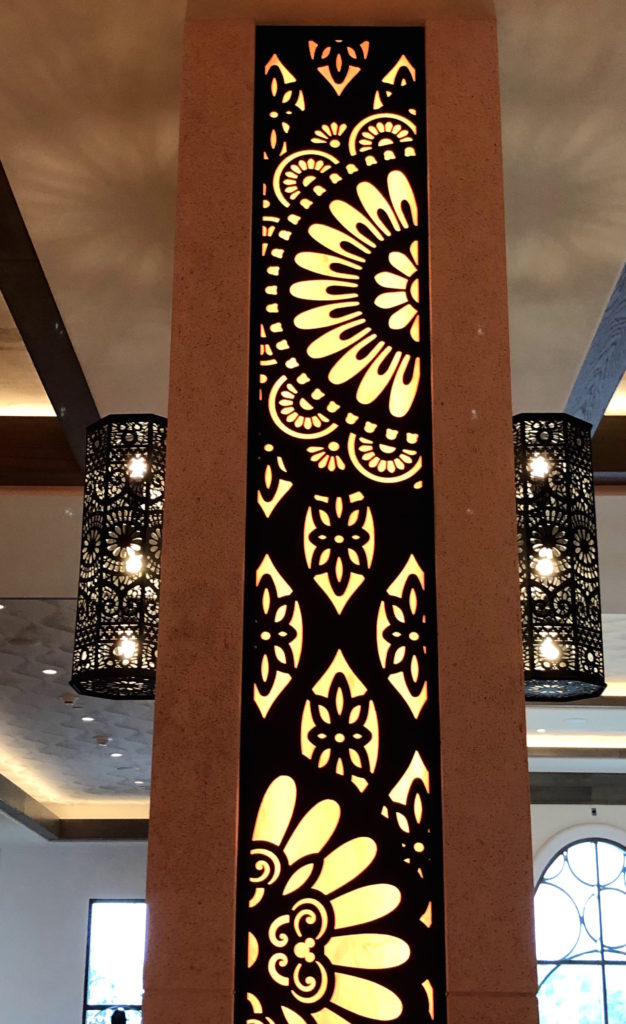 bold floral motifs in the lobby of Disney's Coronado Springs: Gran Destino Tower