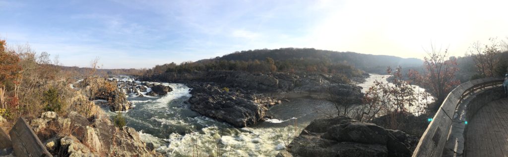 a panoramic view of Great Falls waterfalls