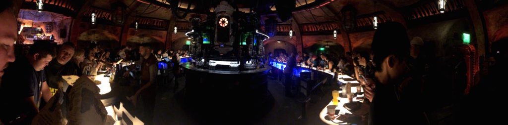 a panoramic view of the bar at Oga's Cantina