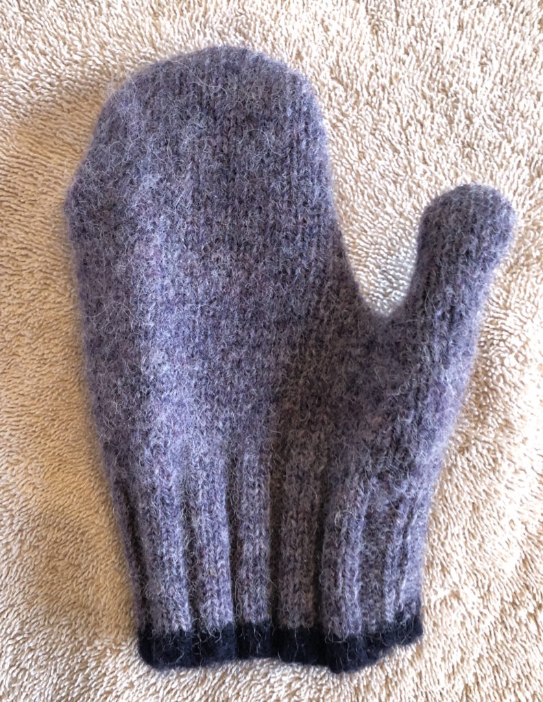 a felted woolen mitten