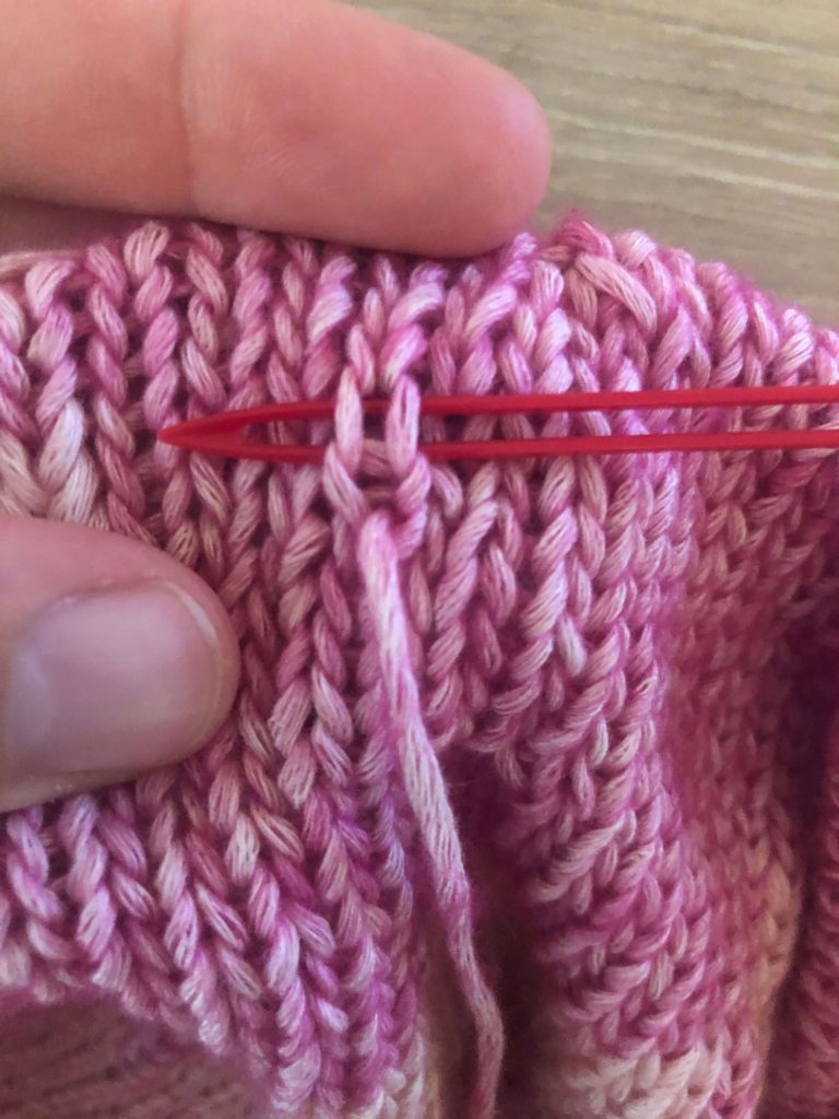 a close-up of duplicate stitch