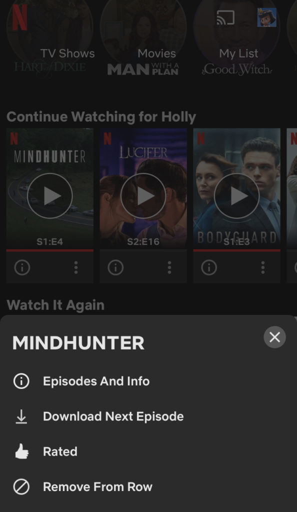 a screenshot of Netflix demonstrates how to download an episode for watching later