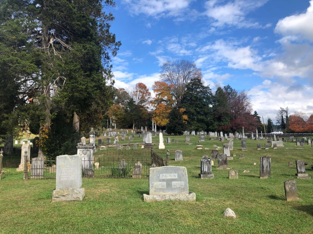 numerous historic headstones at Sinking Spring Cemetery in Abingdon, Virginia