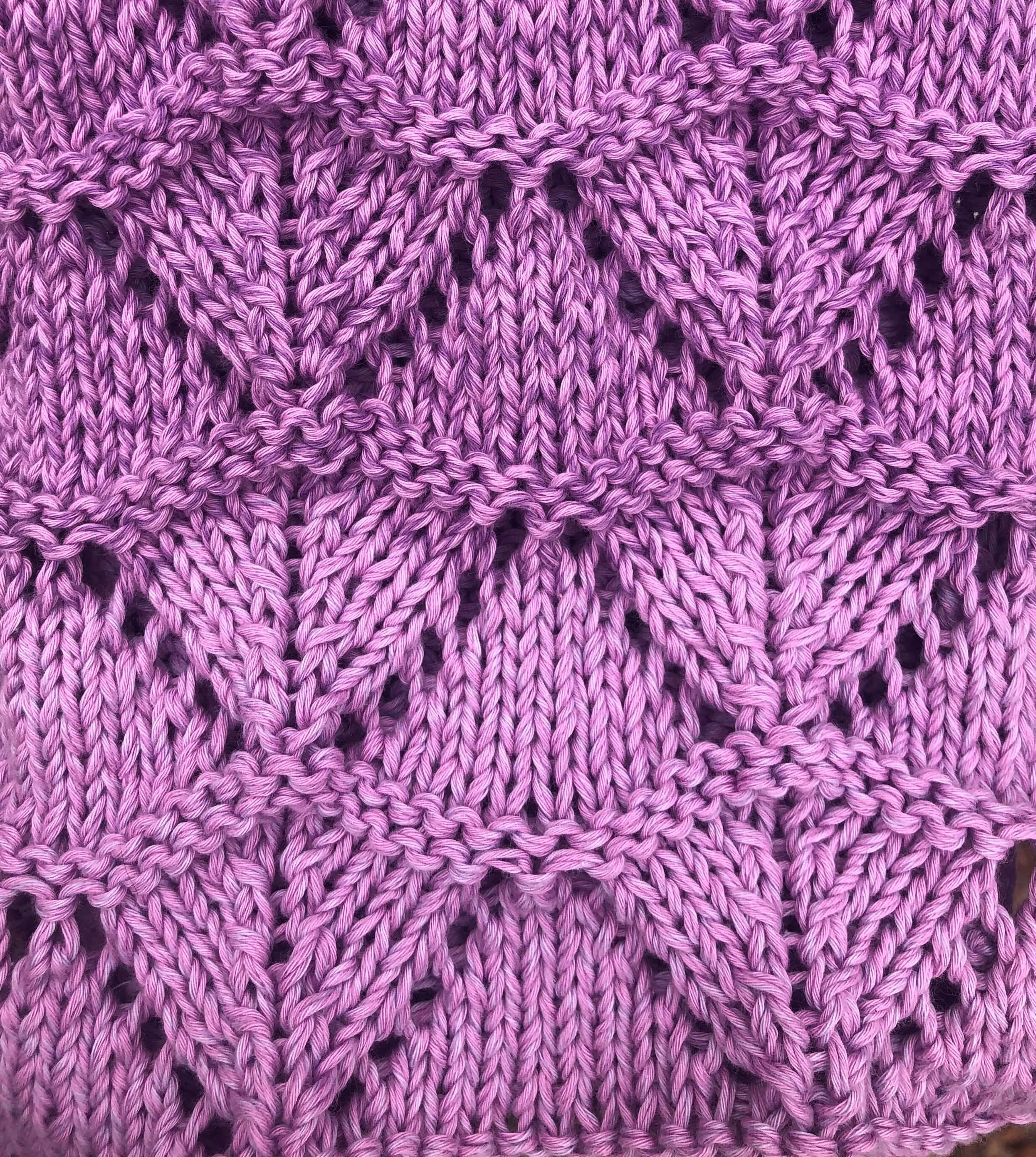 a close-up view of the textured triangles lace stitch pattern