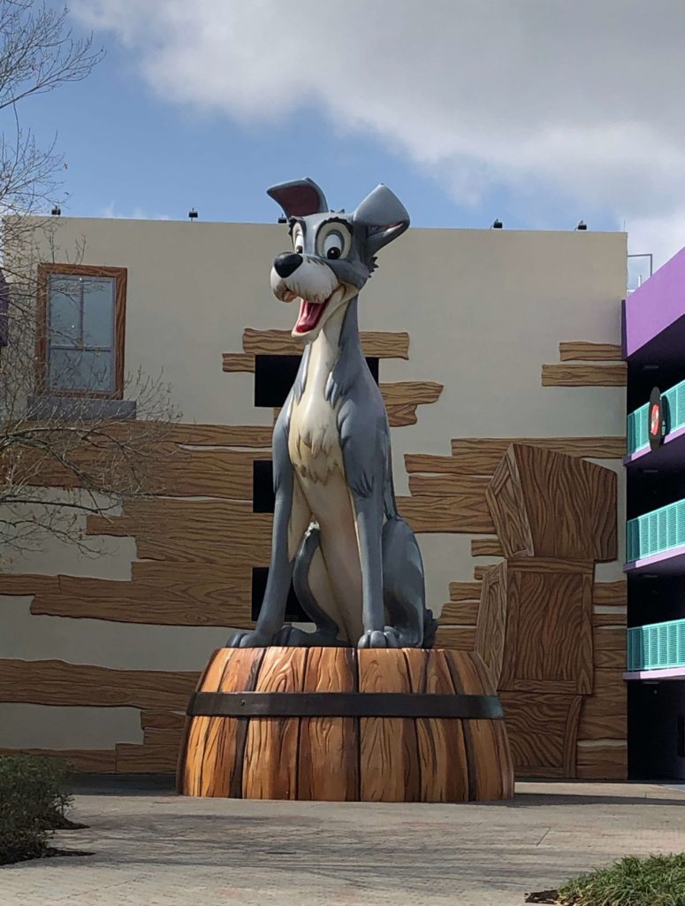 a larger-than-life replica of Tramp from Disney's Lady and the Tramp