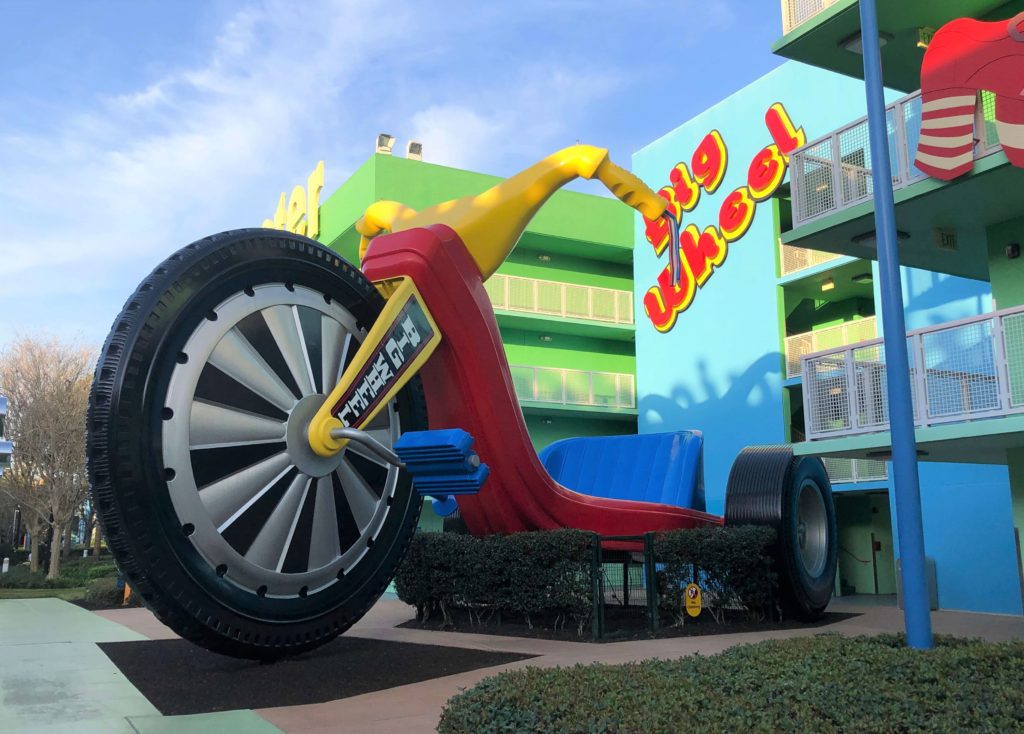 a four-story Big Wheel ride-on toy