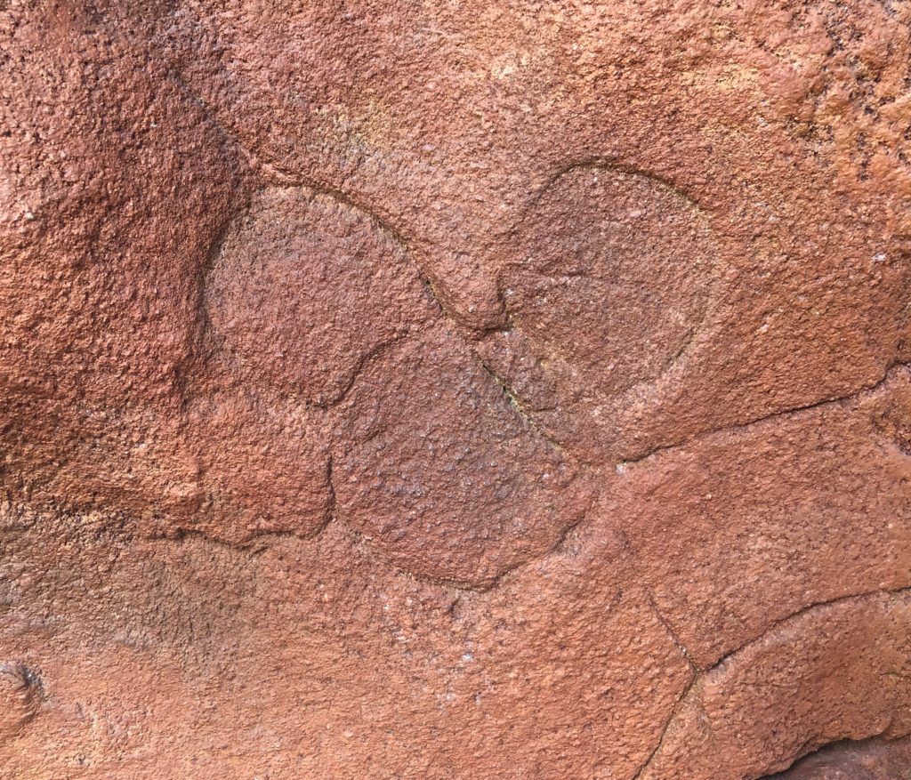 a Mickey Mouse-shaped silhouette etched in a rock formation
