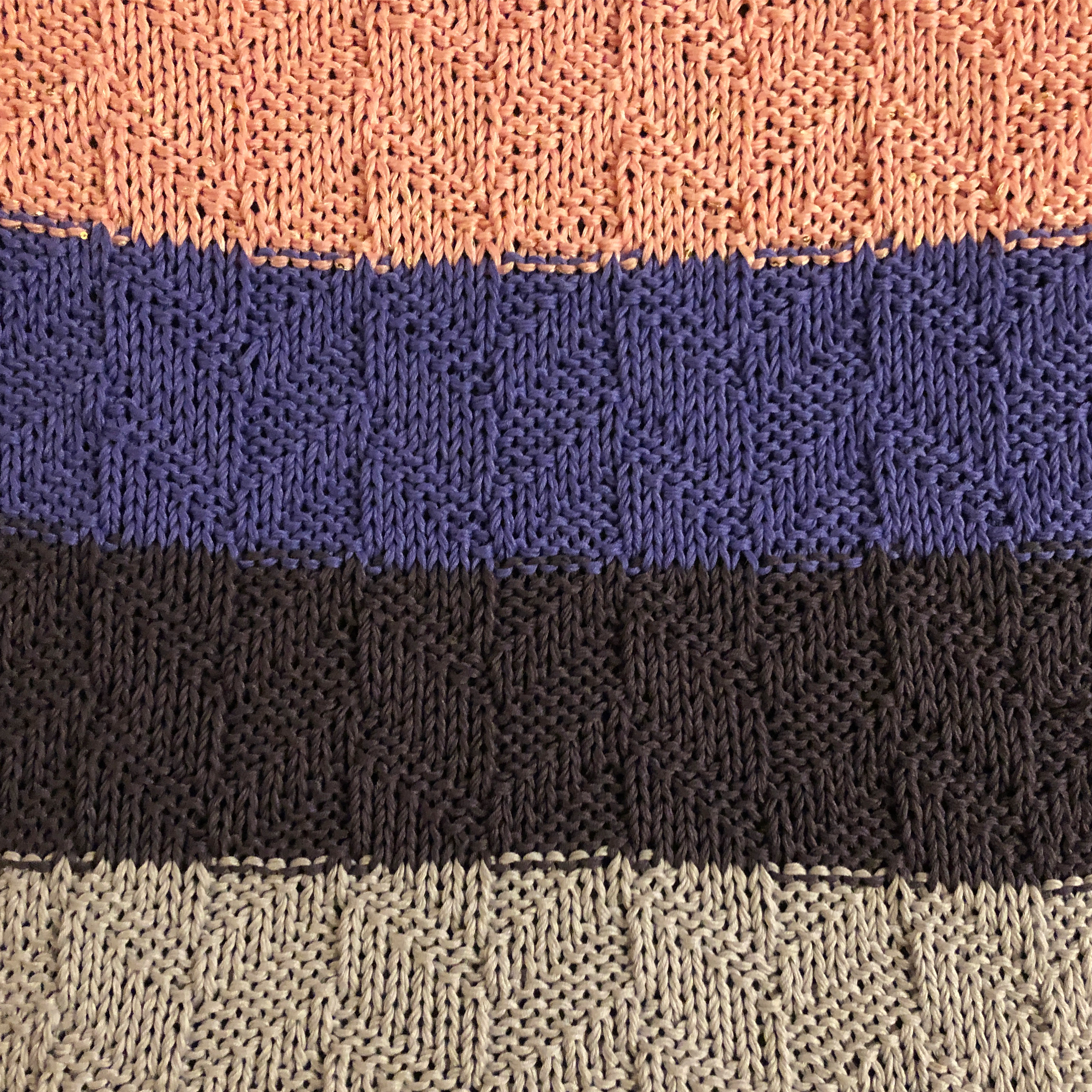 a close-up of a textured knitting stitch on a baby blanket