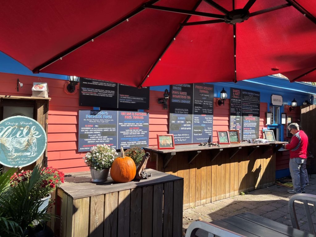 the menu at Peterson's ice cream depot