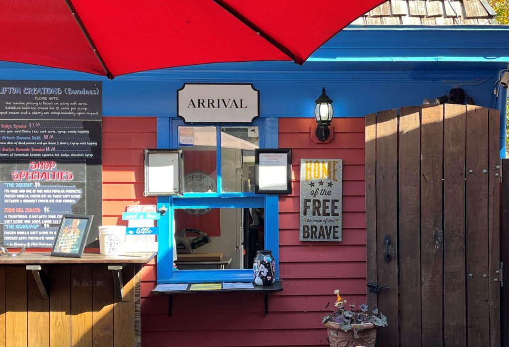 the ordering window at Peterson's ice cream depot