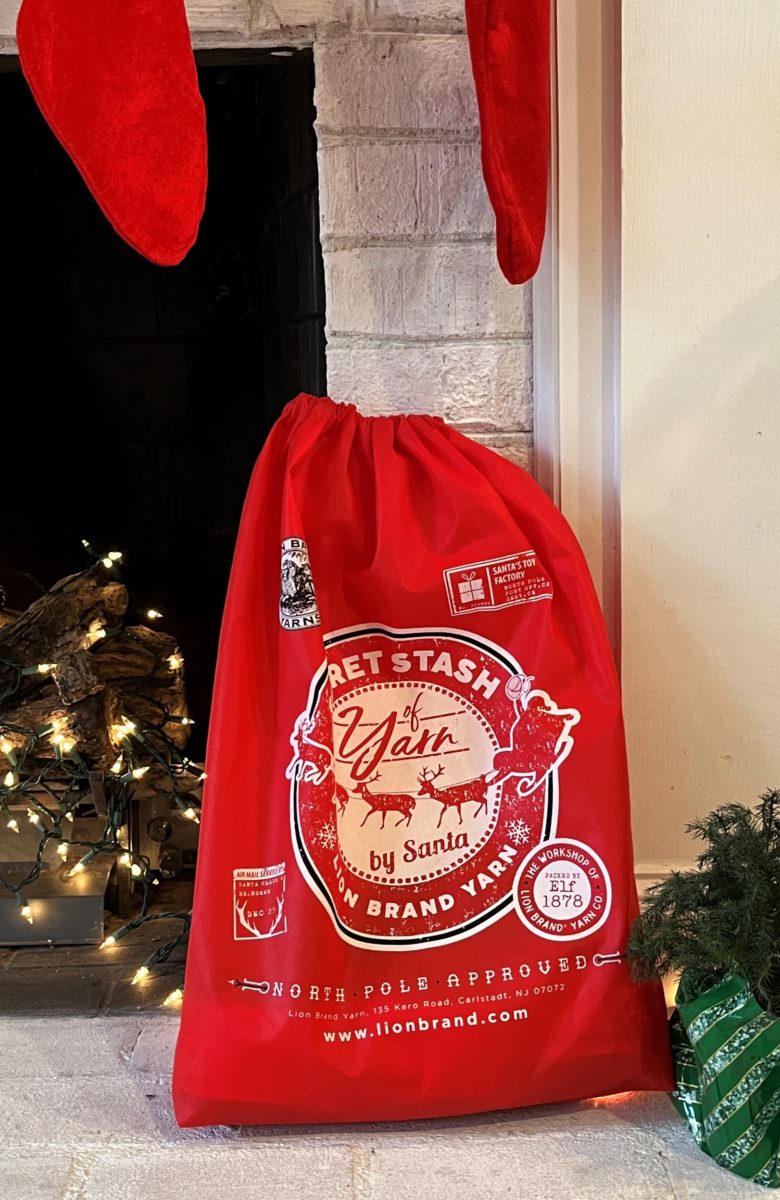the Lion Brand Yarn Santa Sack, a grab bag full of yarn