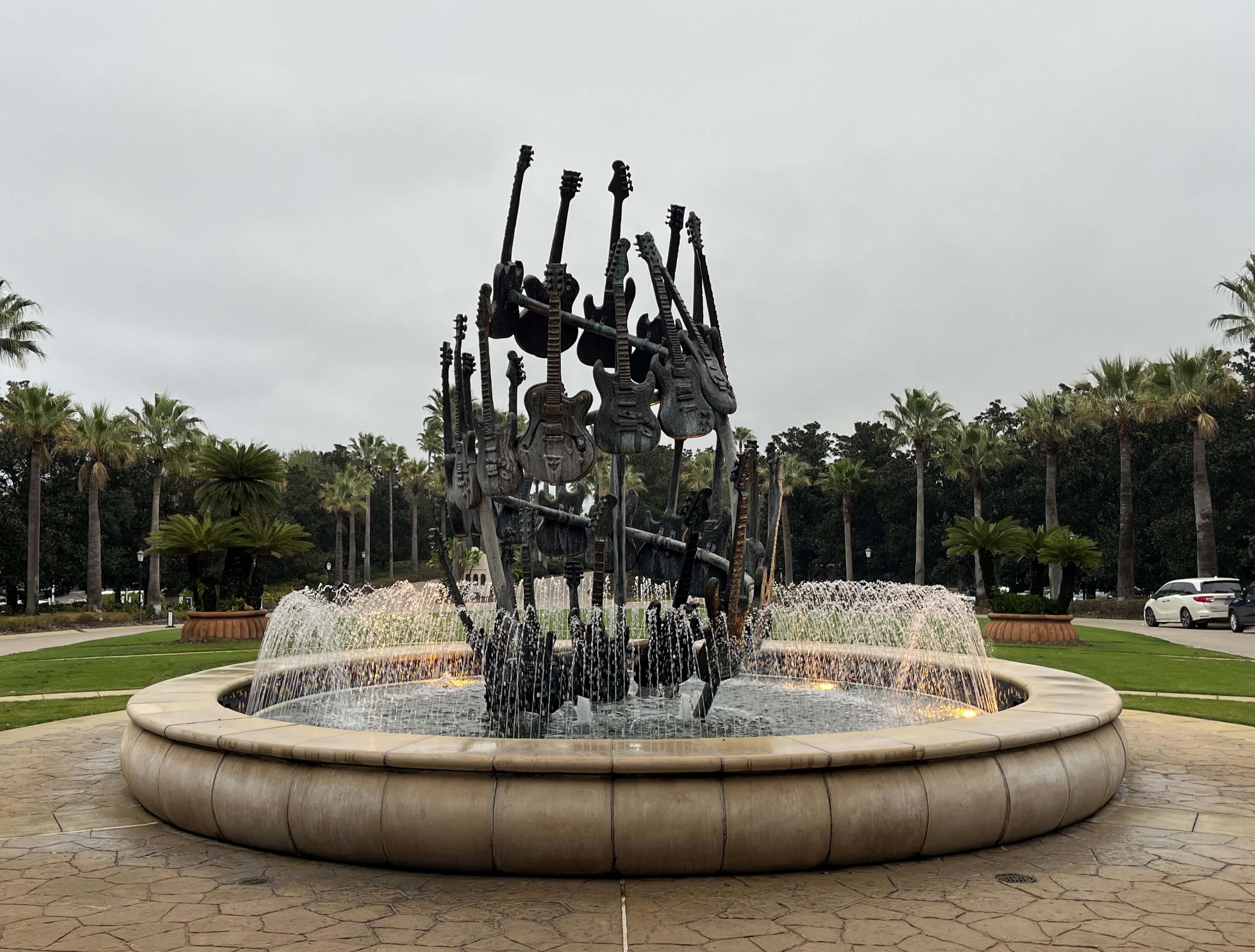 the entry fountain at the Hard Rock Hotel
