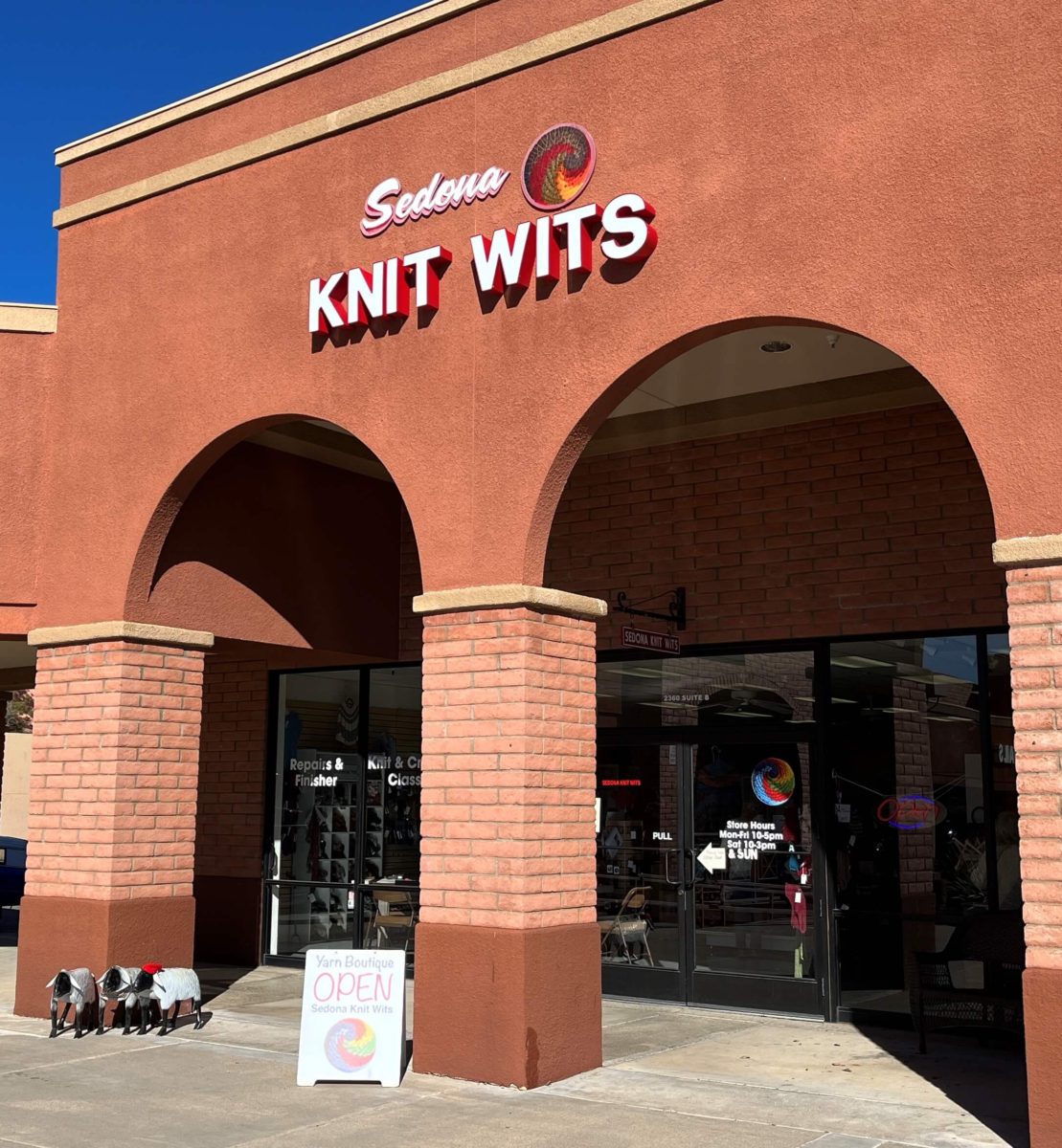 the exterior of Sedona Knit Wits, a yarn shop in Sedona, Arizona