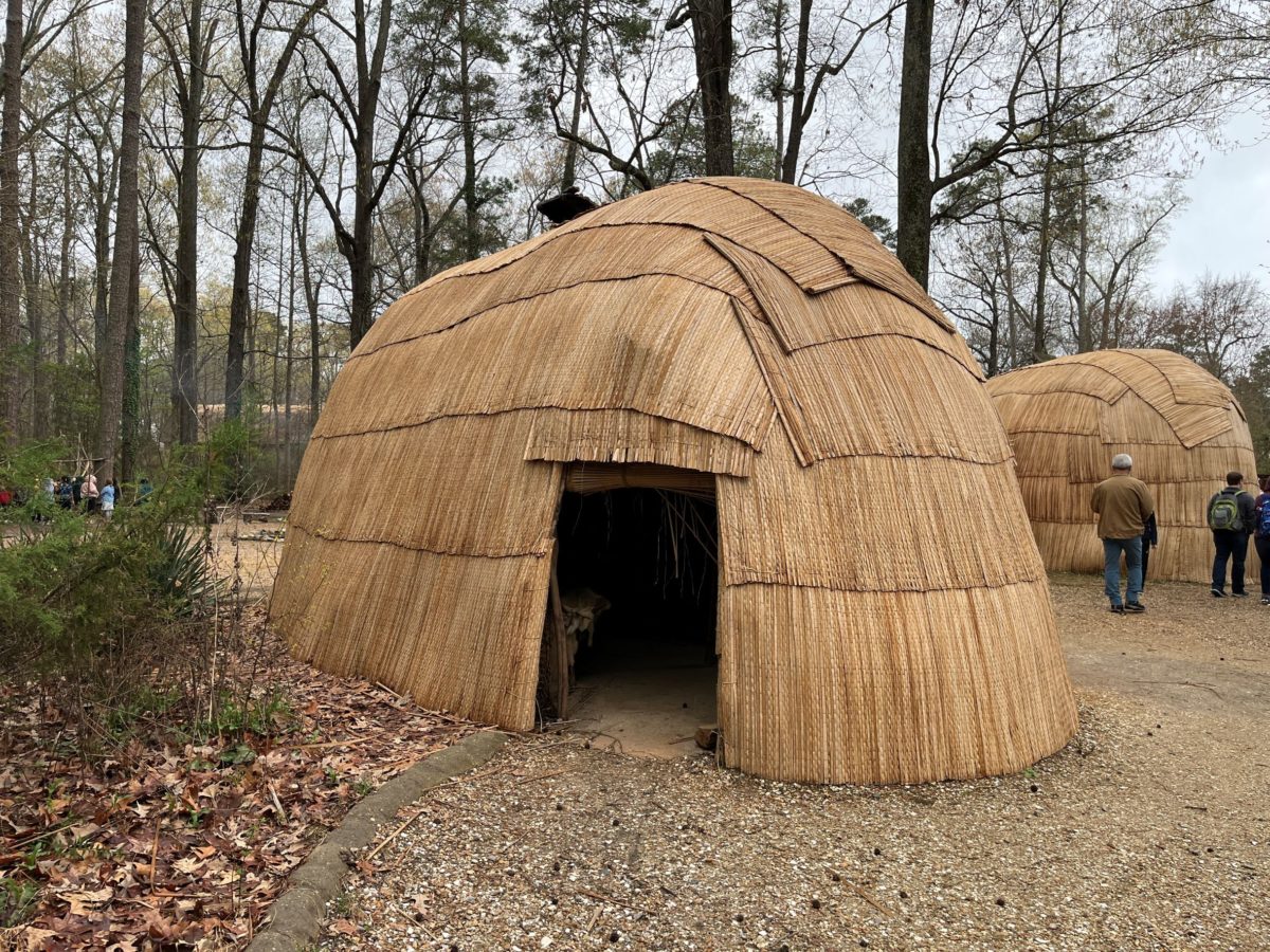 the buildings at Papsahegh Town at Jamestown Settlement