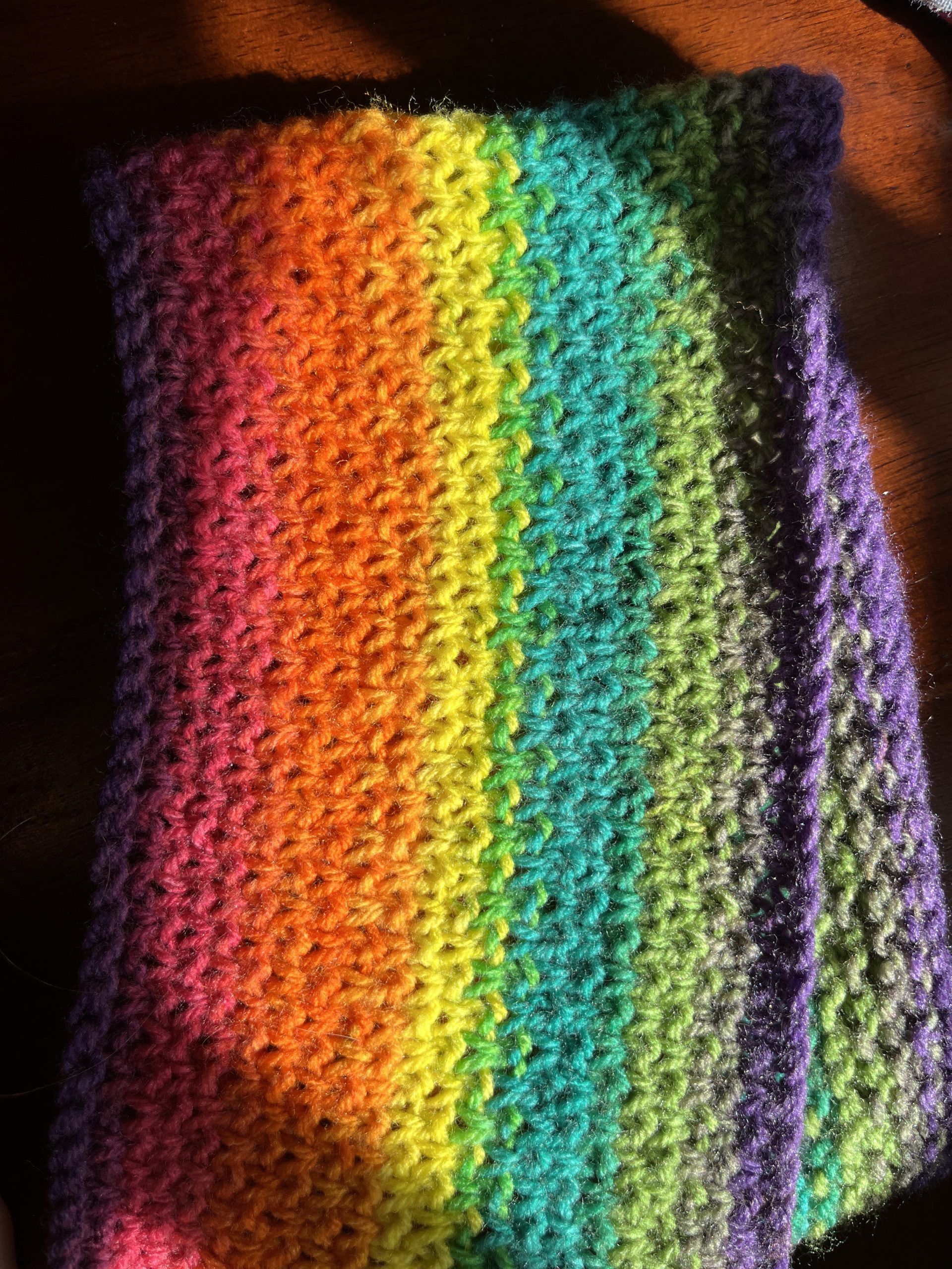 the right side of the Woven Rainbow Scarf
