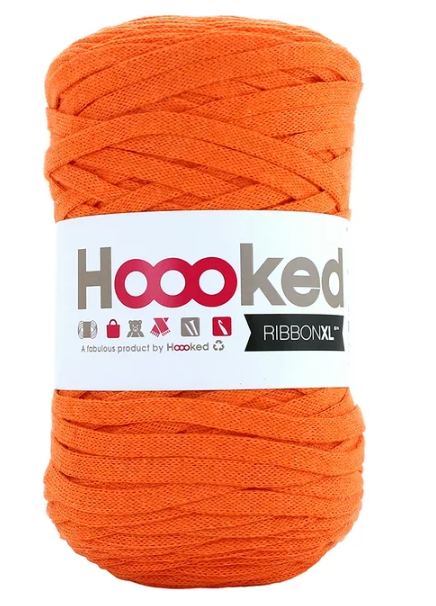 A skein of Hoooked Ribbon XL in Dutch Orange